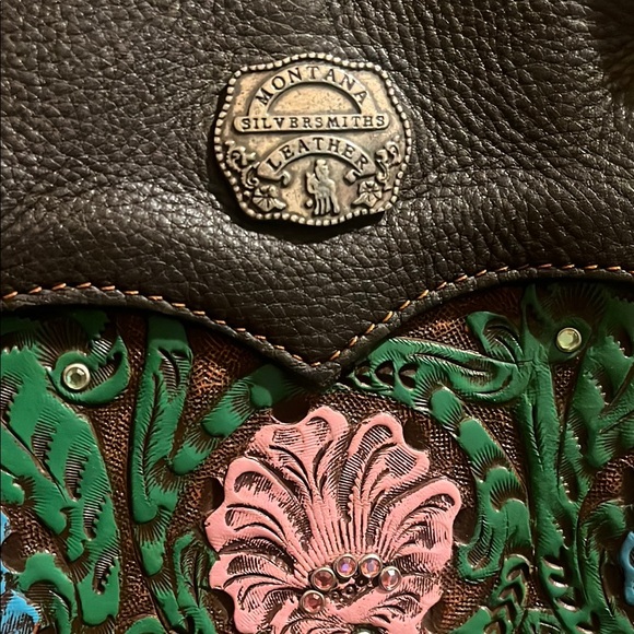 Montana Silversmiths Brown and Green Floral Shoulder Bag - Picture 4 of 9